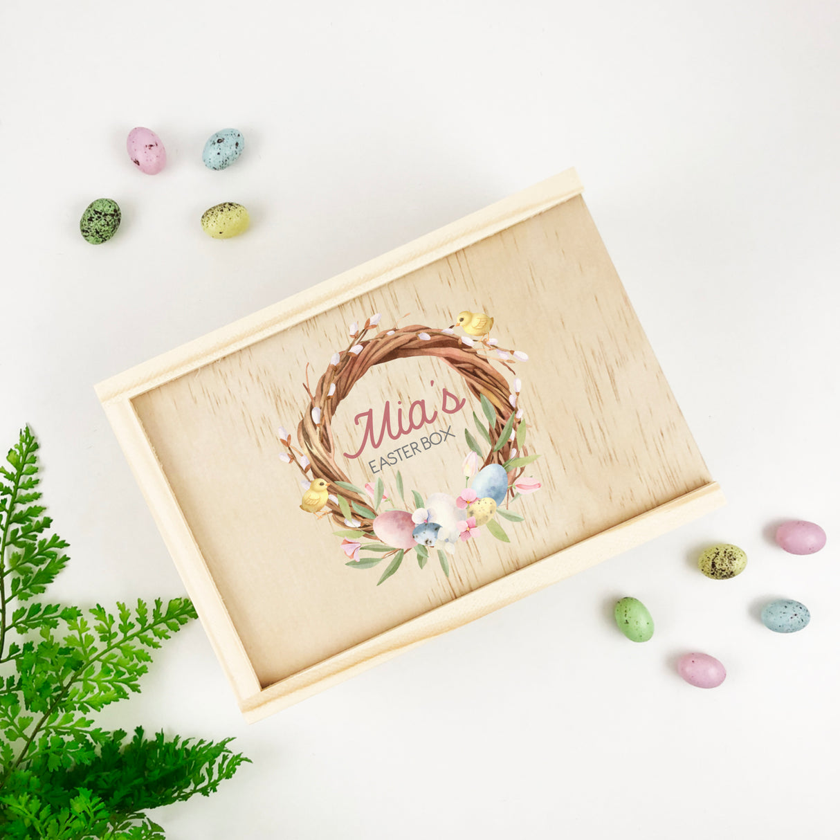 Personalised Wreath Easter Keepsake Box