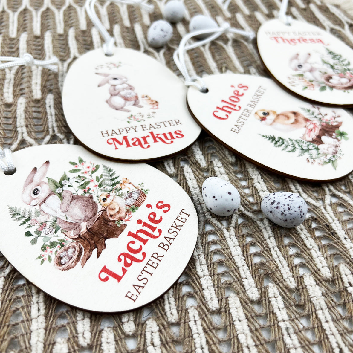 Personalised Woodlands Easter Name Tags (4 designs)