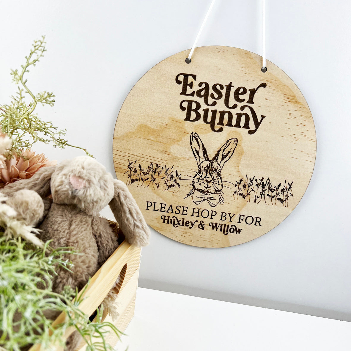 Easter Bunny Vintage Please Stop Here Wall Hanging
