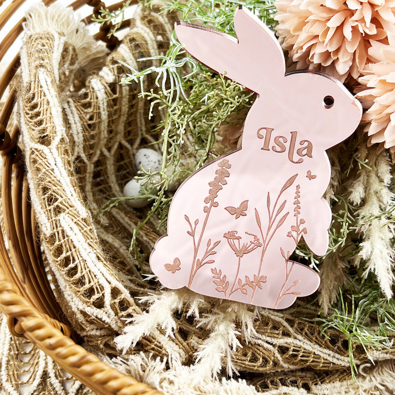 Personalised Mirror Botanical Keepsake Bunny (3 colours)