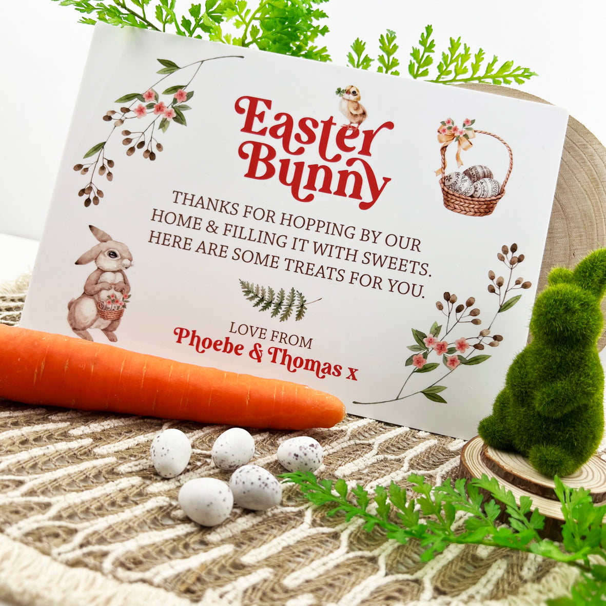 Personalised Woodlands Easter Bunny Treats Board