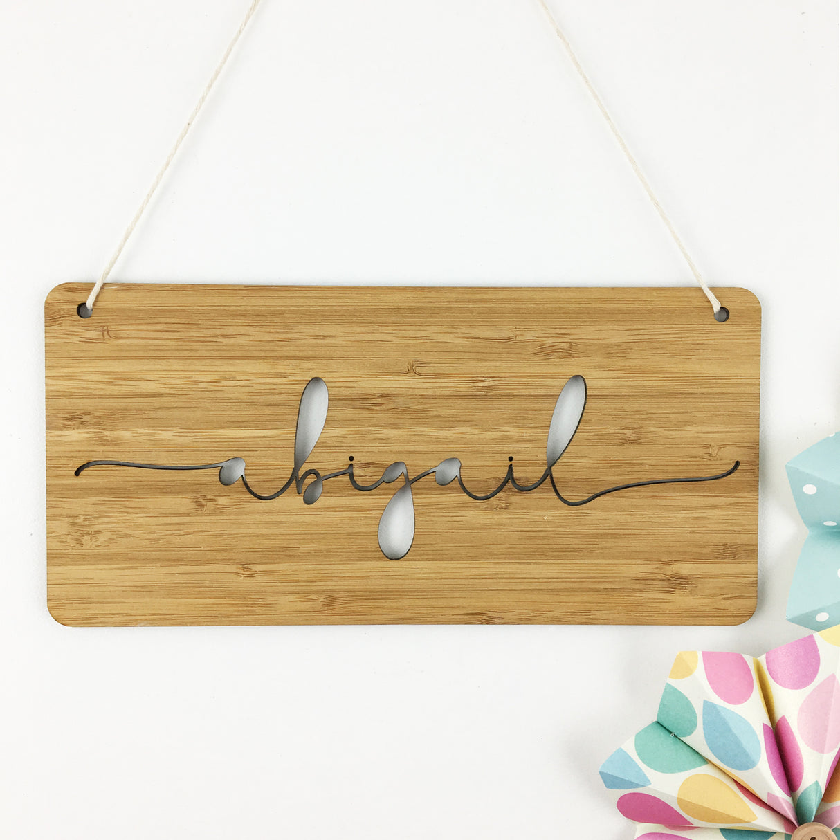 Simple Script Landscape Name Wall Hanging