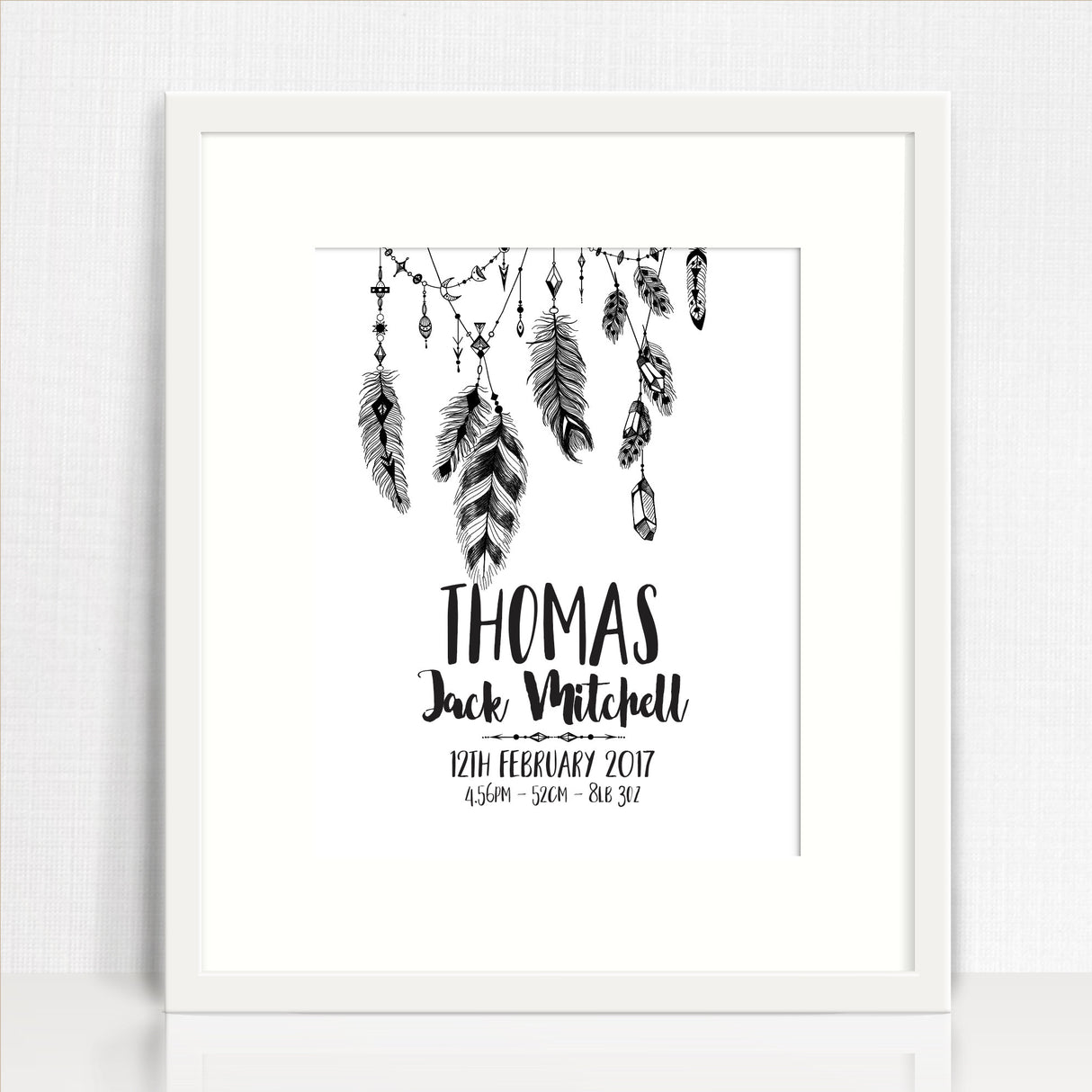 Feather Garland Birth Print