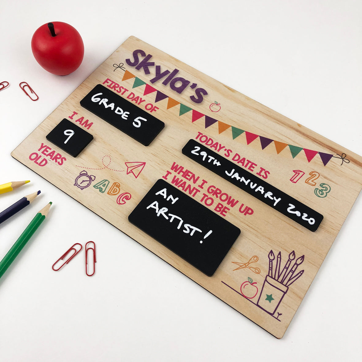 First Day Of Milestone Board - Bunting Girls