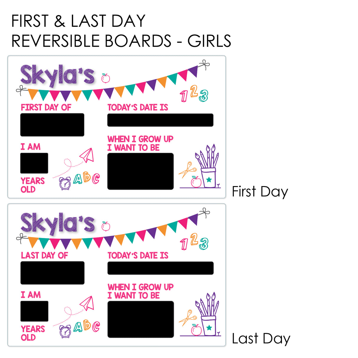 First Day Of Milestone Board - Bunting Girls