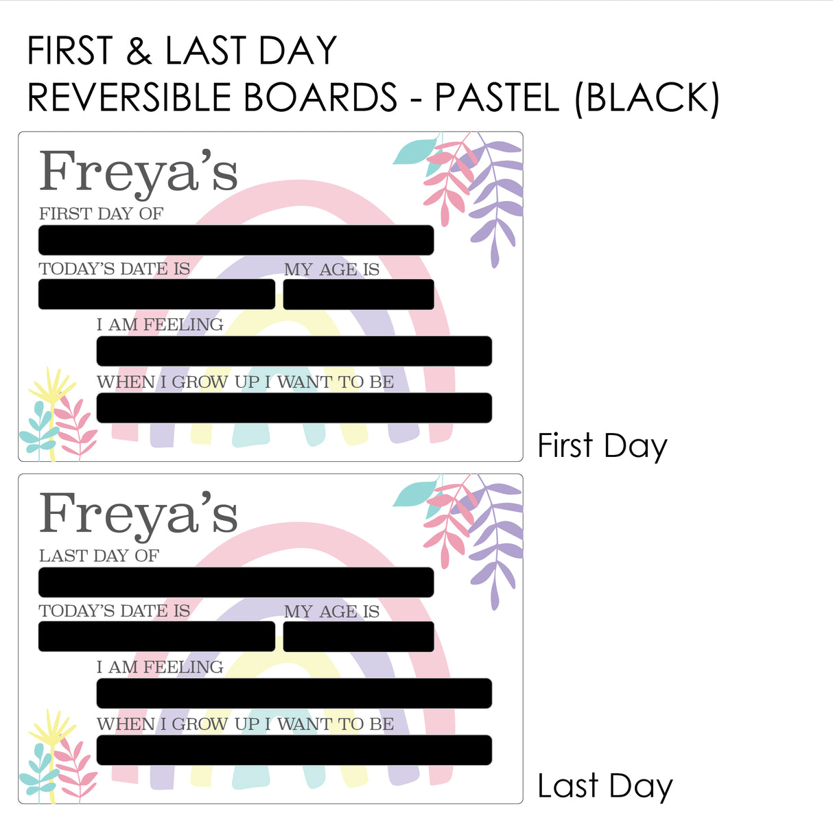 First Day Of Milestone Board - Pastel Girls (black)