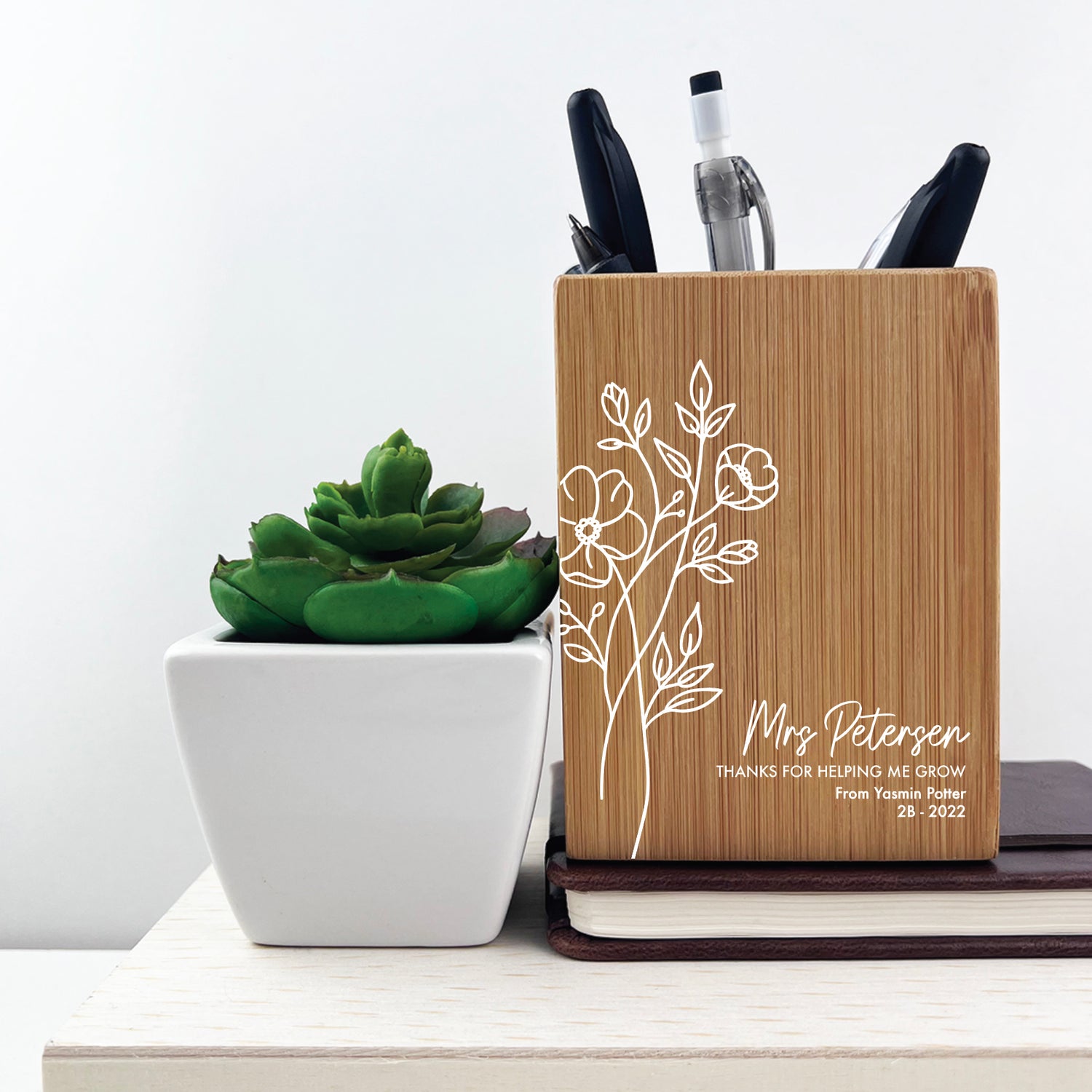 Flower Bouquet Personalised Pencil Pot
