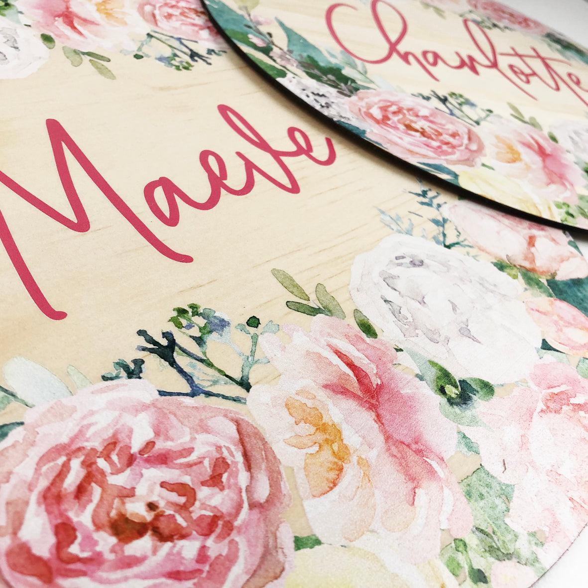 Watercolour Floral Name Plaque