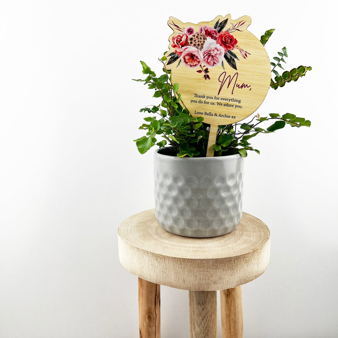 Floral Bouquet Mother's Day Bamboo Planter Stick