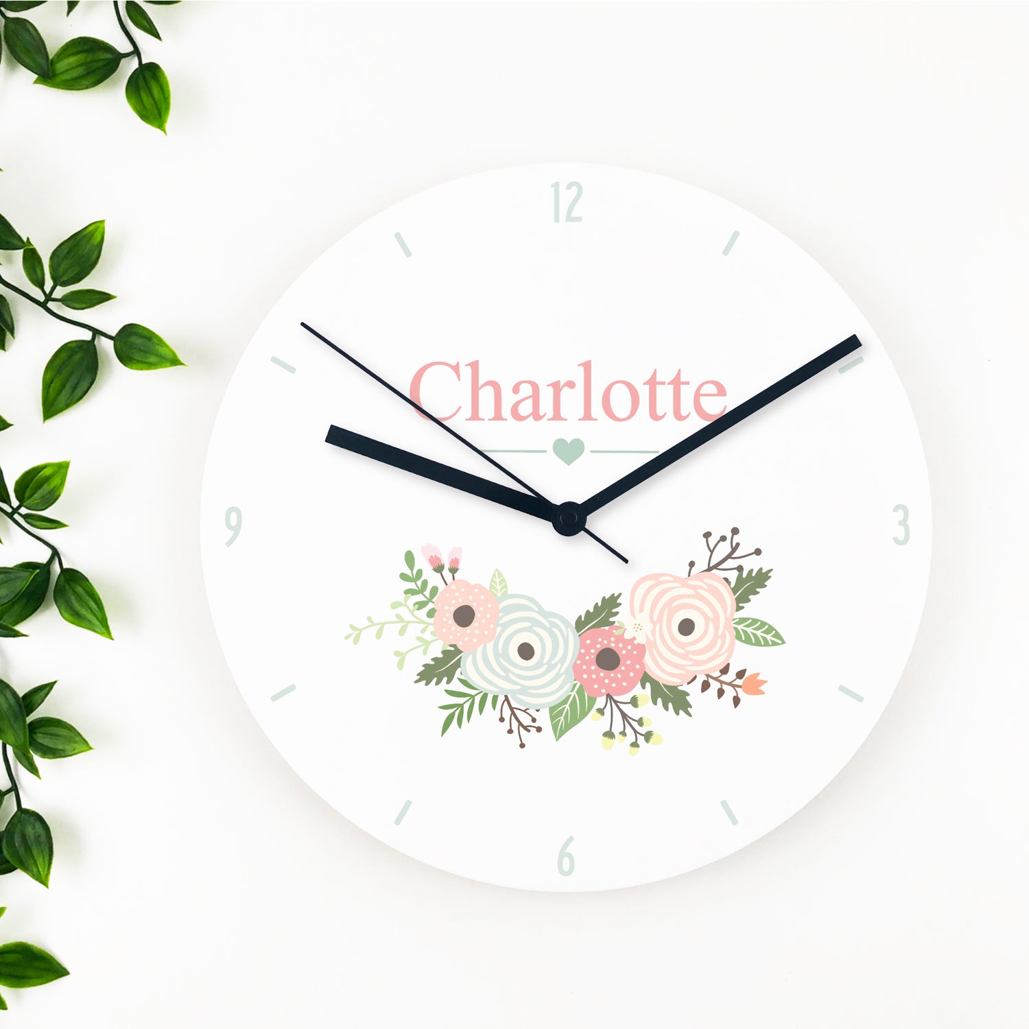 Flowers Girls Name Clock (acrylic or wood)