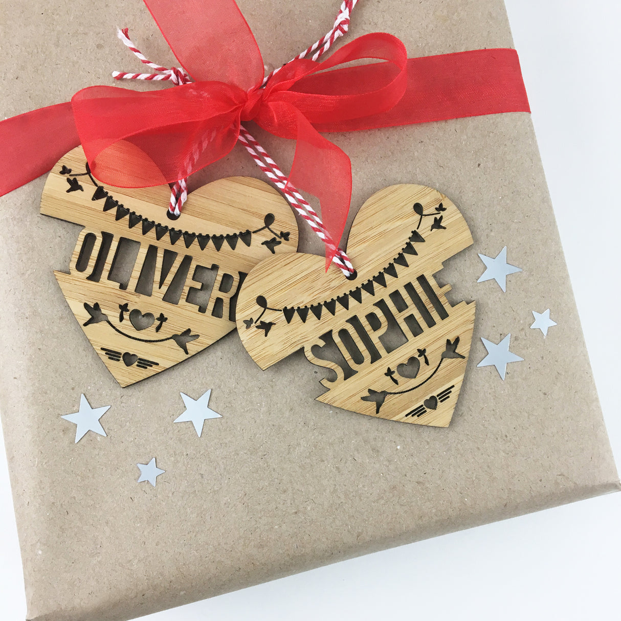 Heart Name Bamboo Detailed Ornament