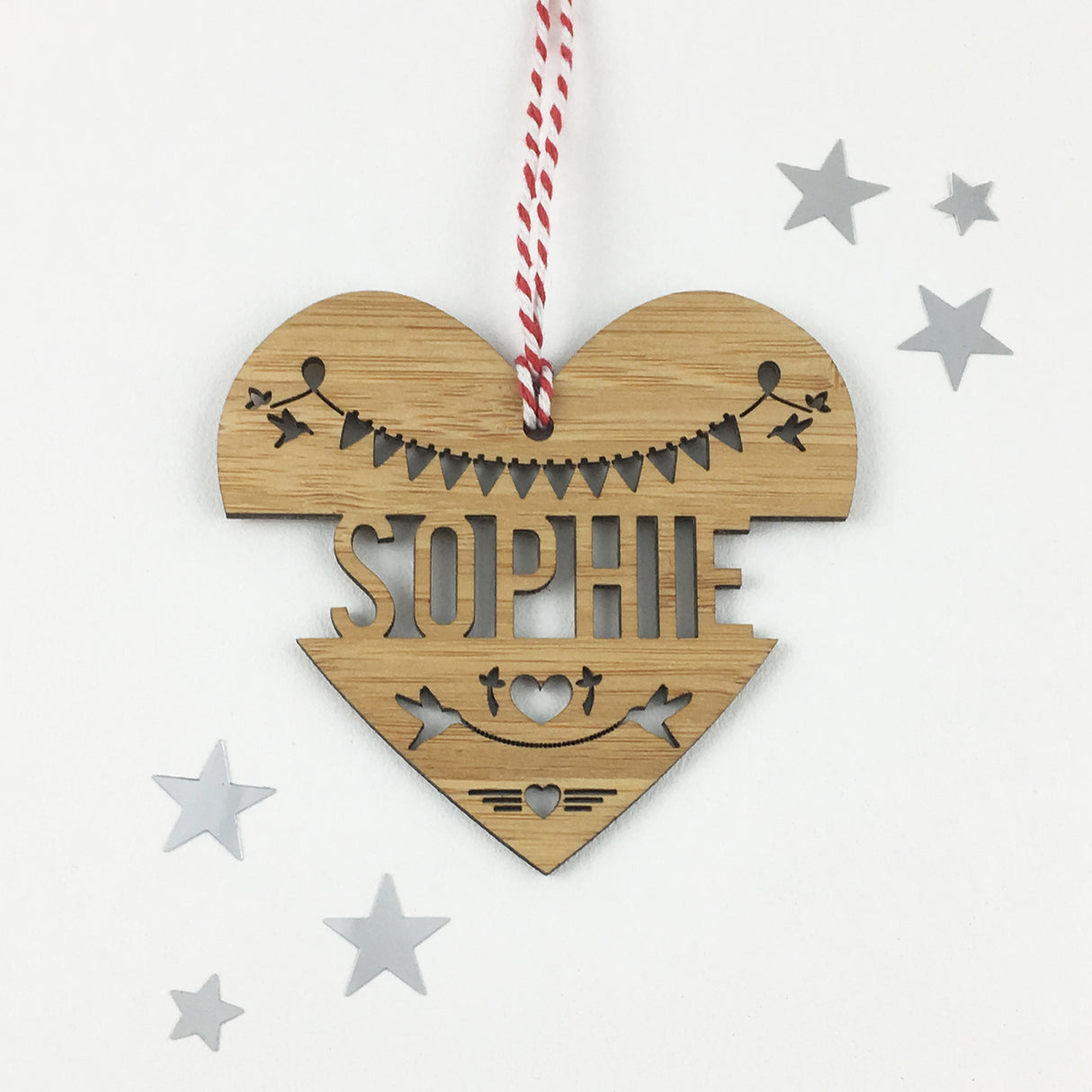 Heart Name Bamboo Detailed Ornament