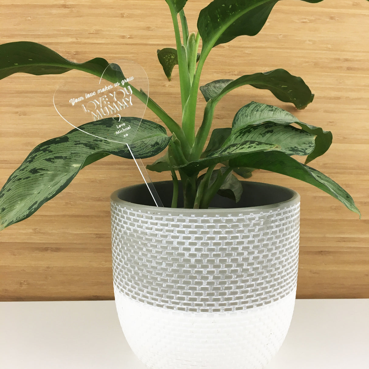 Your Love Makes Us Grow Heart Stem - Acrylic