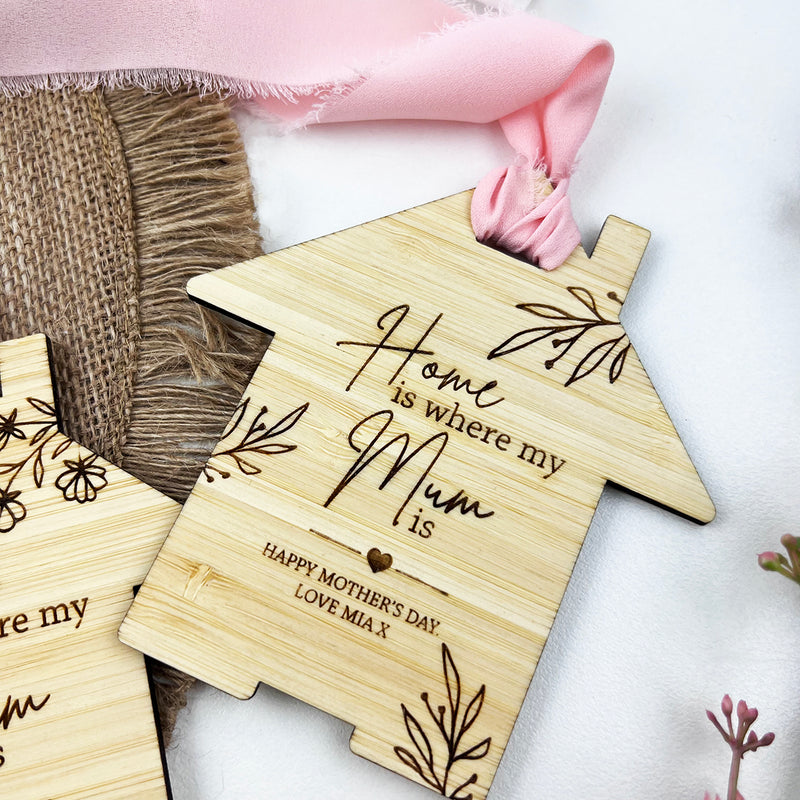 Personalised Home Is Where Mum Is Gift Tag
