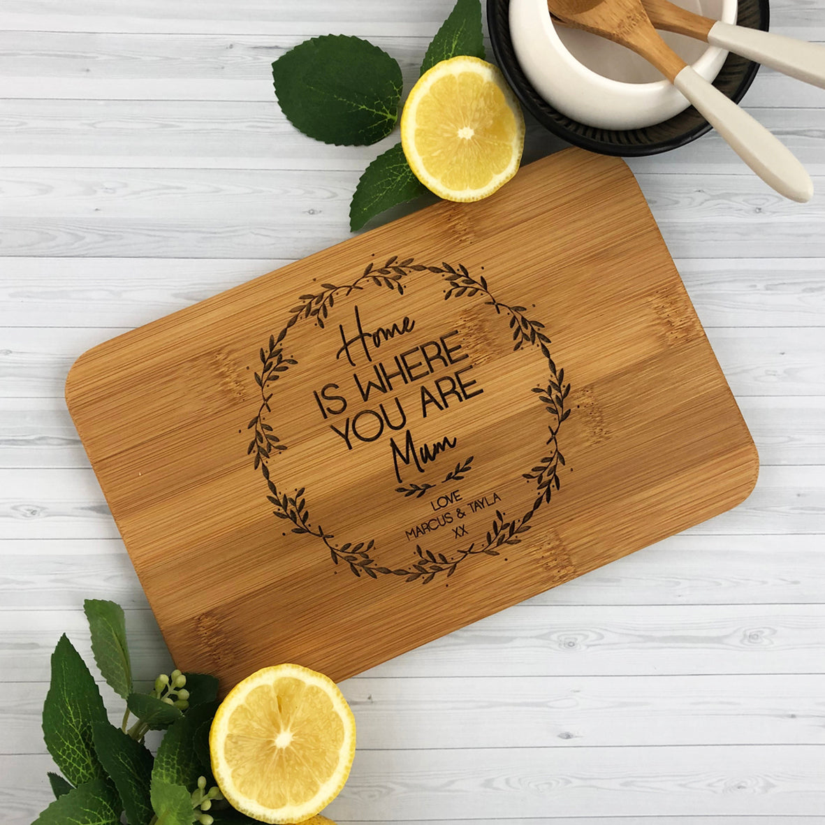 Home Is Where You Are Bamboo Serving Board