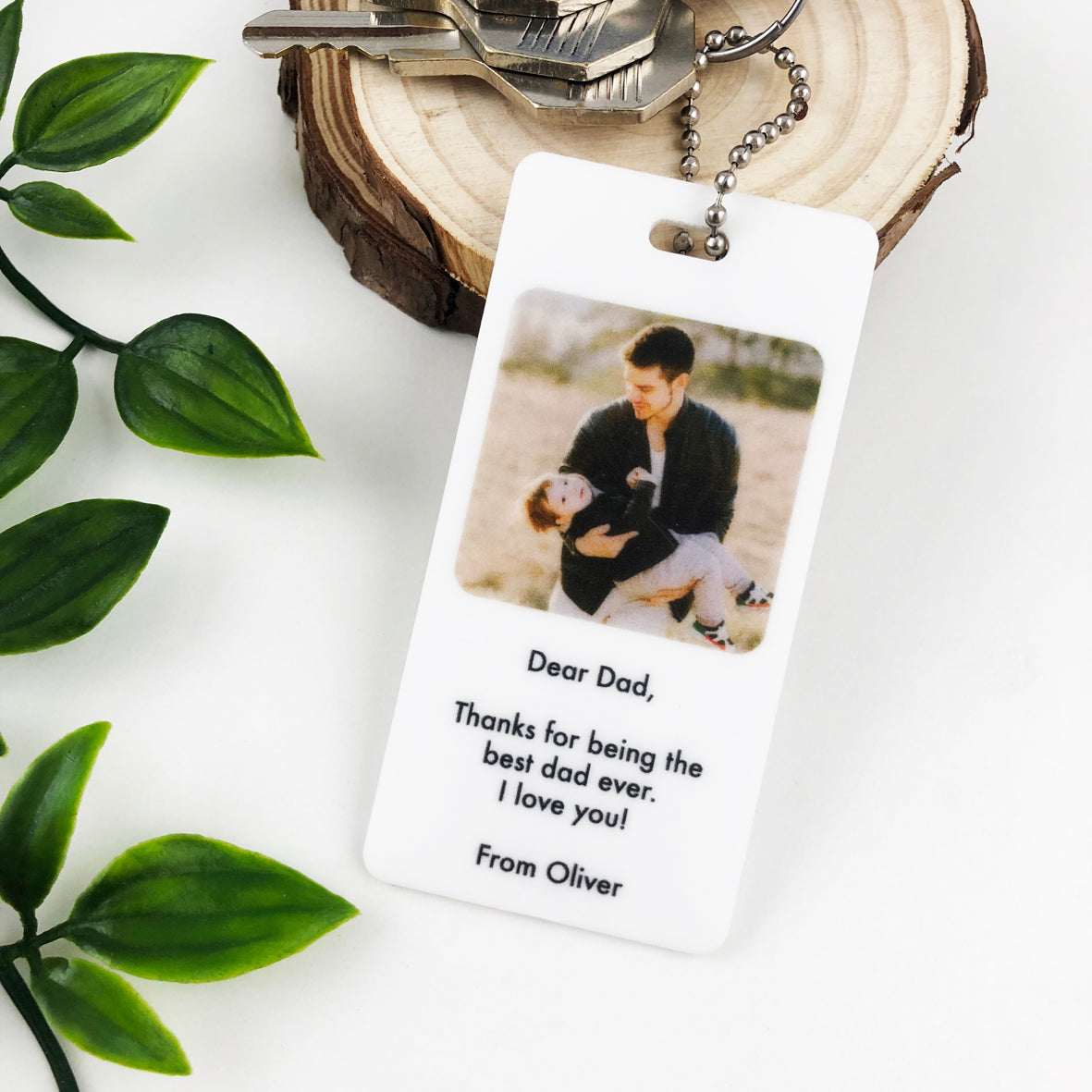 Personalised White Acrylic Photo Keyring