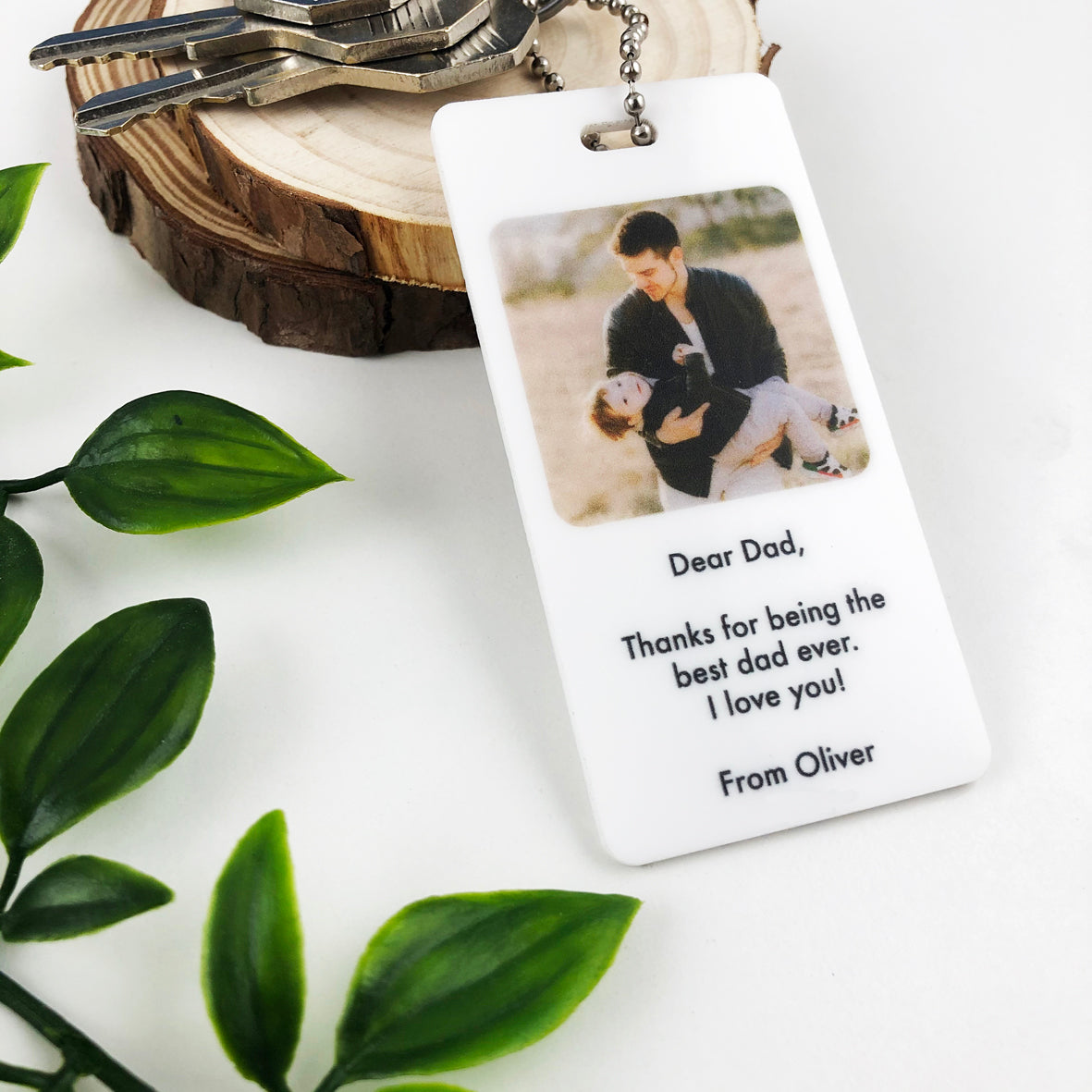 Personalised White Acrylic Photo Keyring