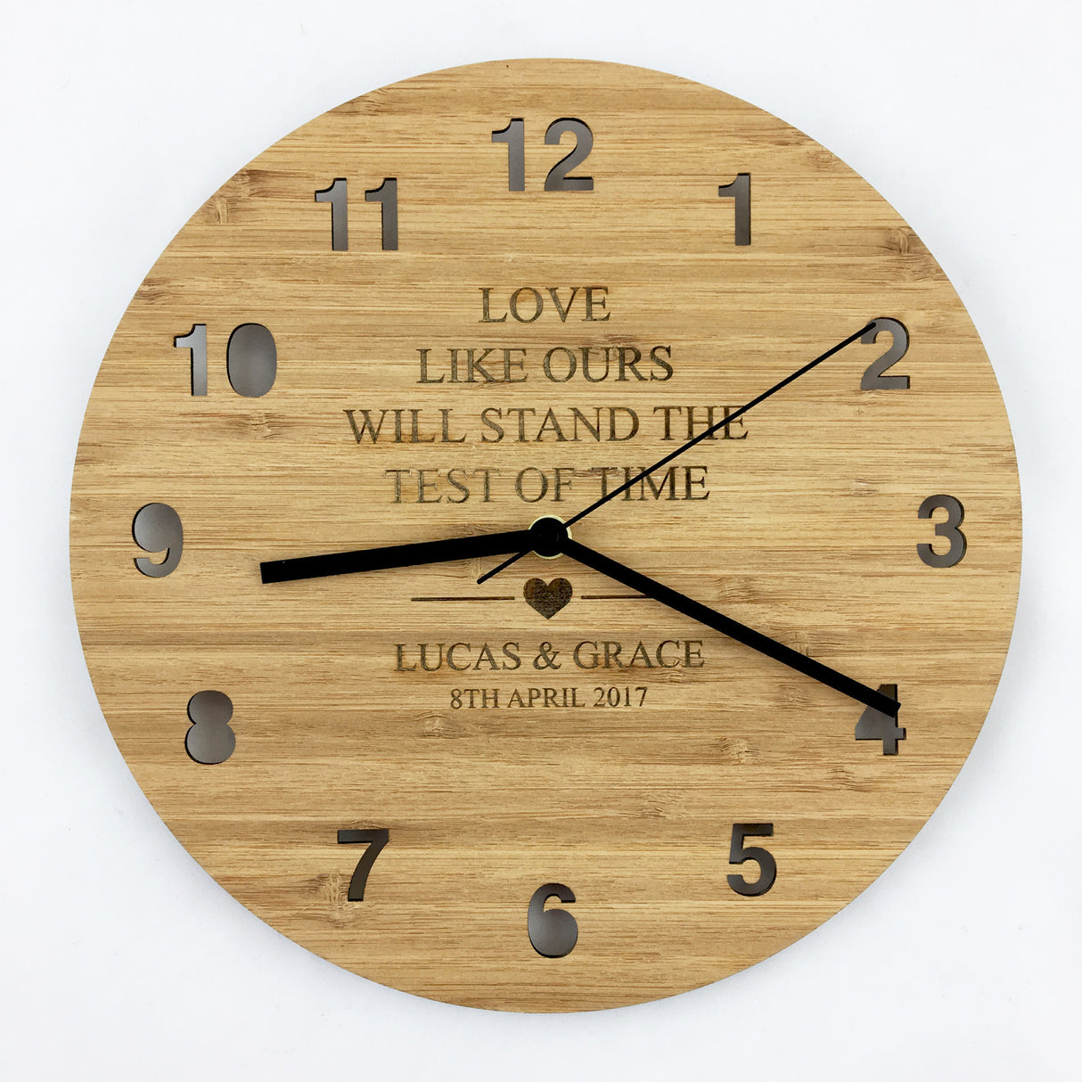 Love Like Ours Bamboo Clock