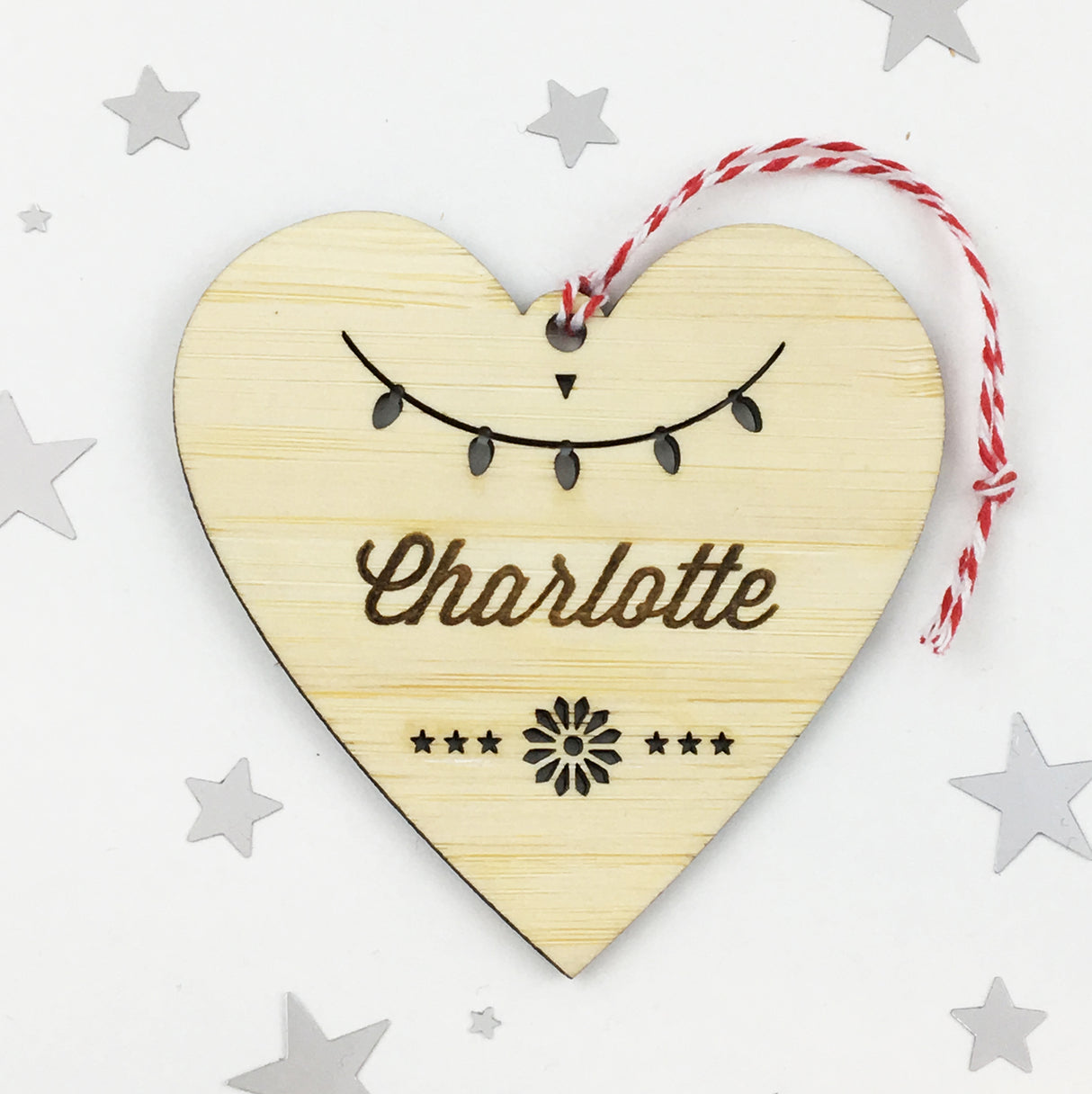 Christmas Shape Bamboo Name Ornaments