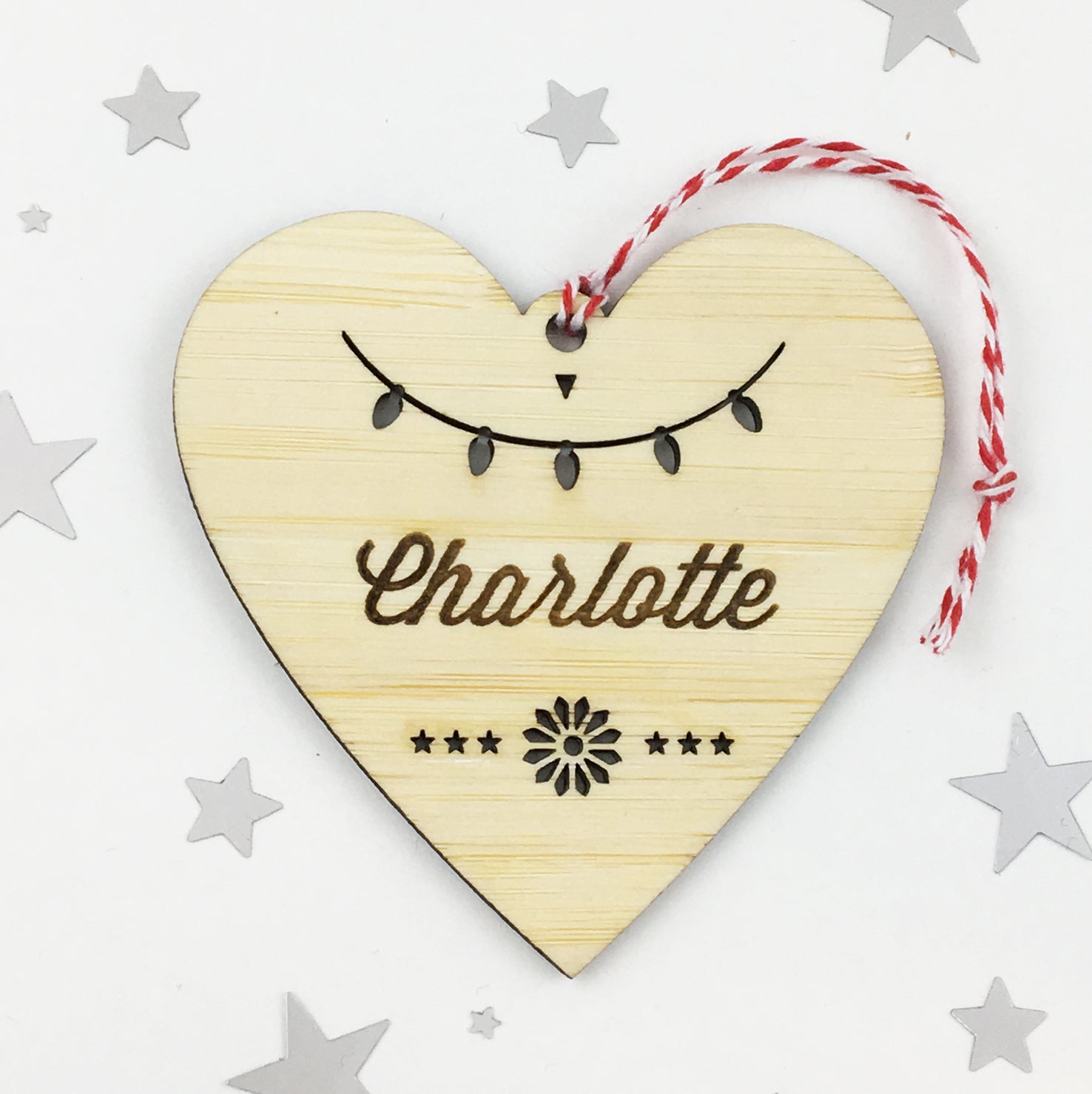 Christmas Shape Bamboo Name Ornaments