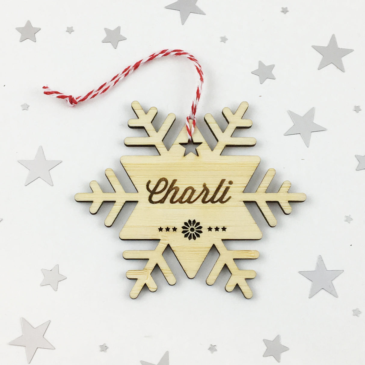 Christmas Shape Bamboo Name Ornaments