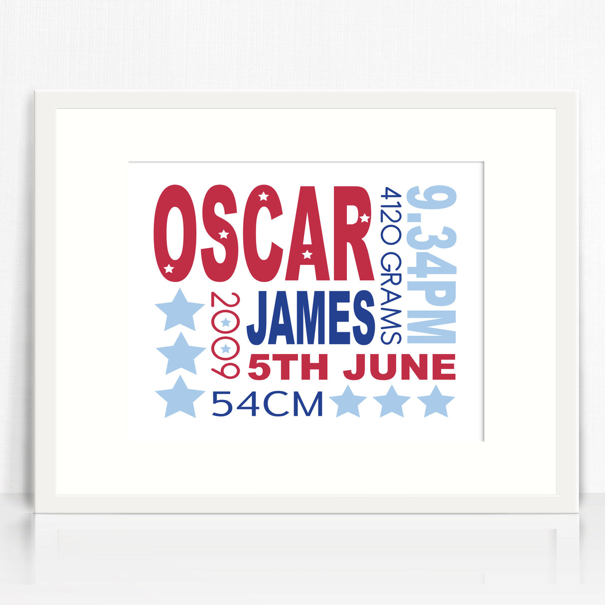 Oscar Text Birth Print