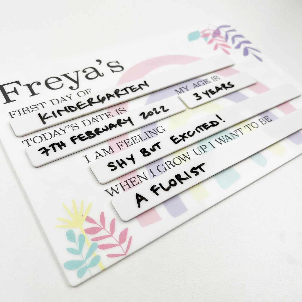 First Day Of Milestone Board - Pastel Girls (white)