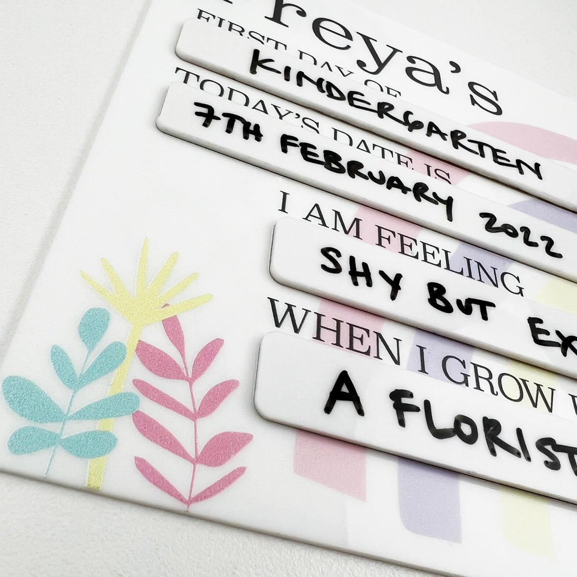 First Day Of Milestone Board - Pastel Girls (white)