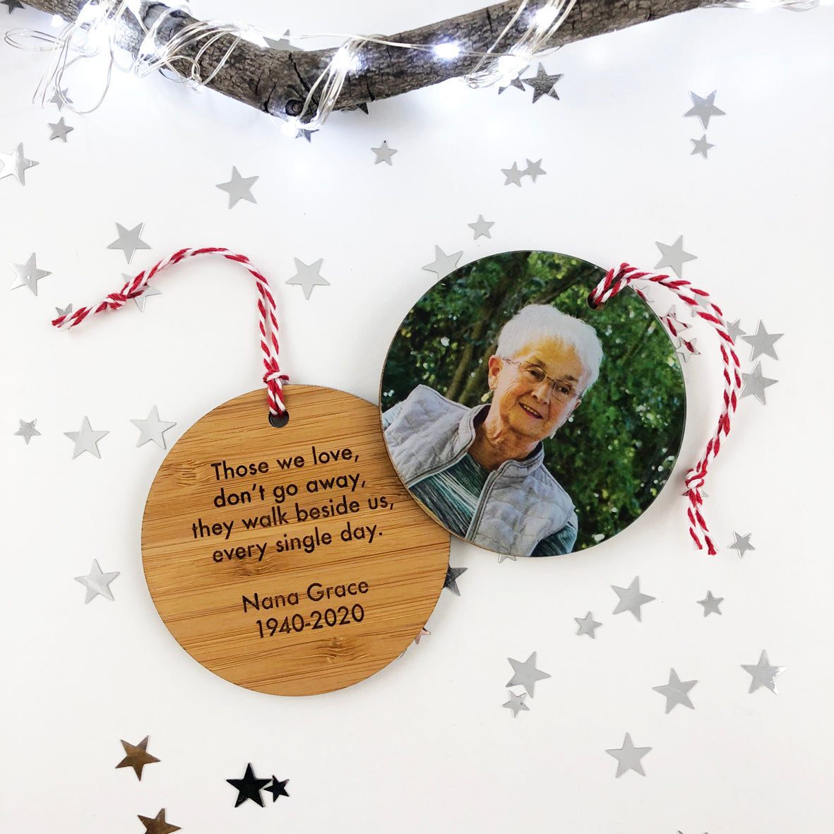 Deluxe Double Sided Bamboo Photo Ornaments