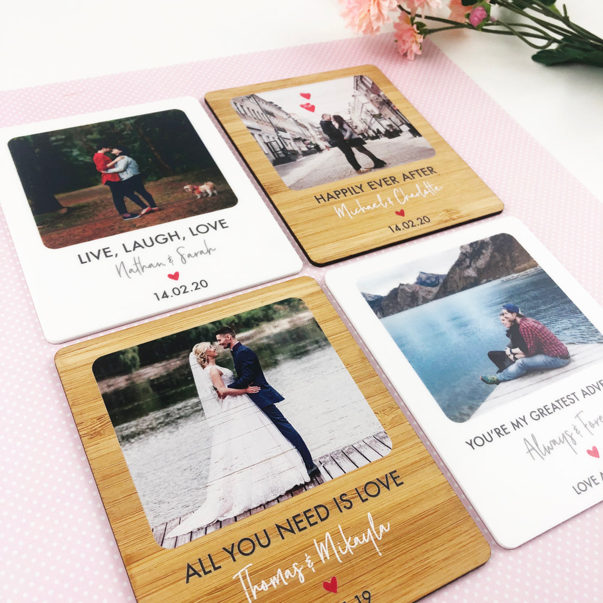 Personalised Lovers Photo Magnet (White)