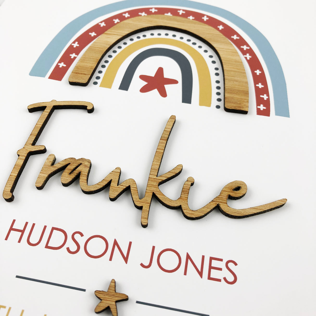 Bamboo (2 colour options) Boys Rainbow 3D Personalised Birth Print