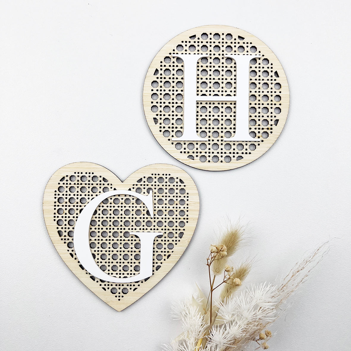 Bamboo (2 colour options) Heart Rattan 3D Personalised Birth Print