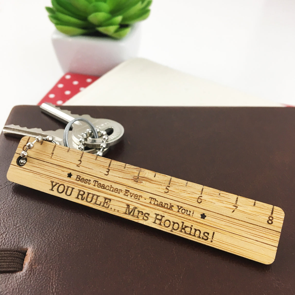 Ruler Personalised Bamboo Keyring