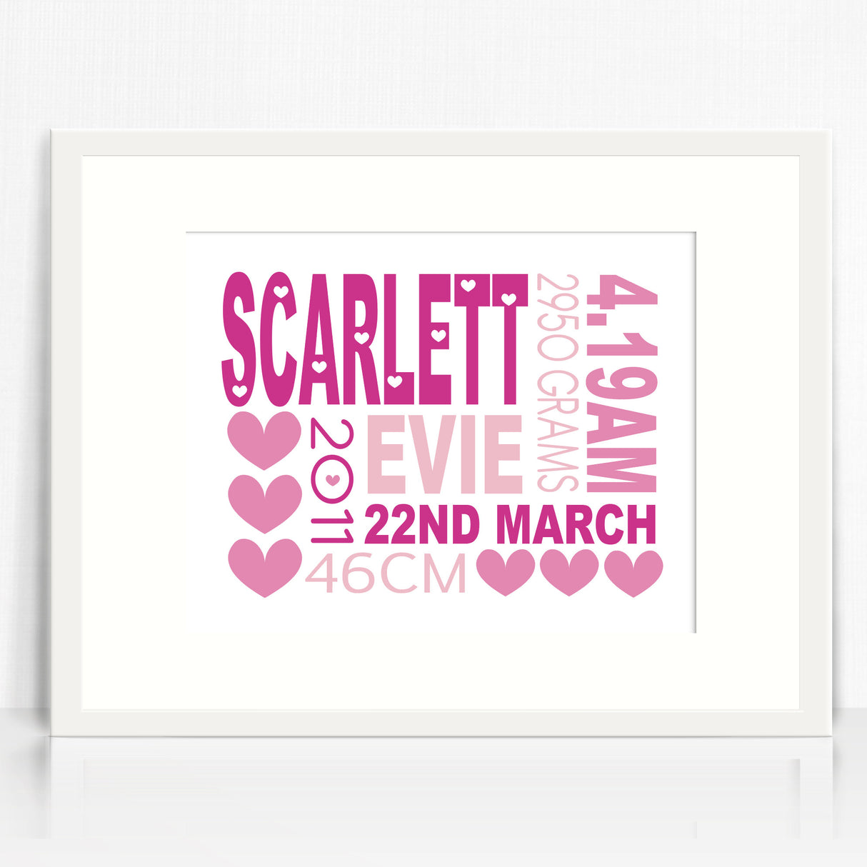 Scarlett Text Birth Print
