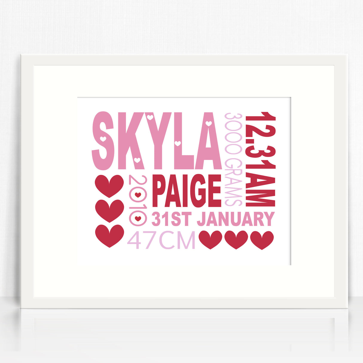 Skyla Text Birth Print