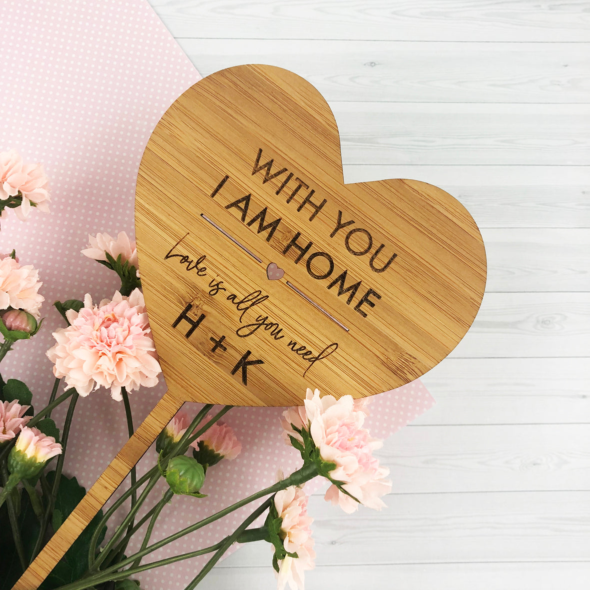 With You I Am Home Bamboo Planter Stick
