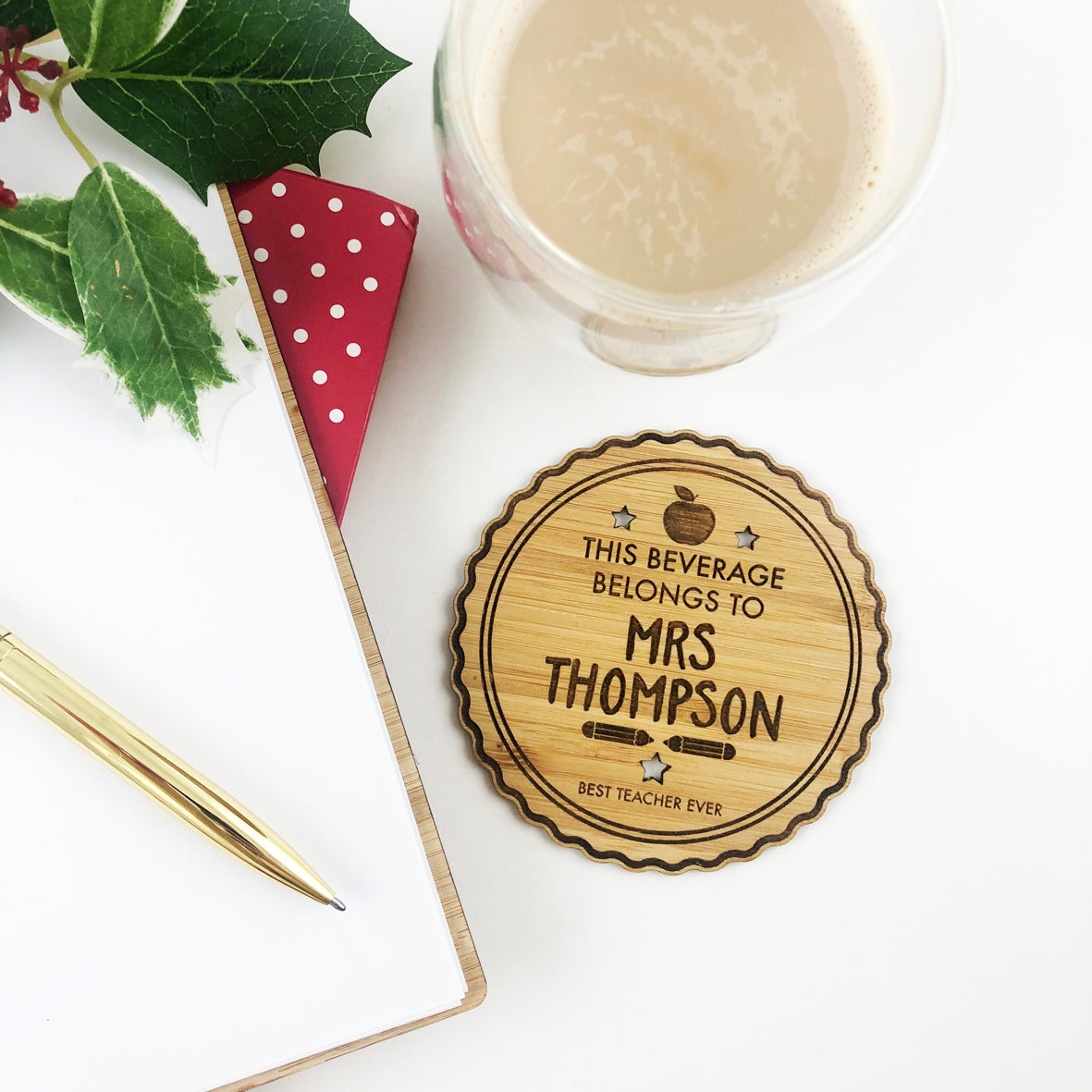 Personalised Bamboo Beverage Coaster