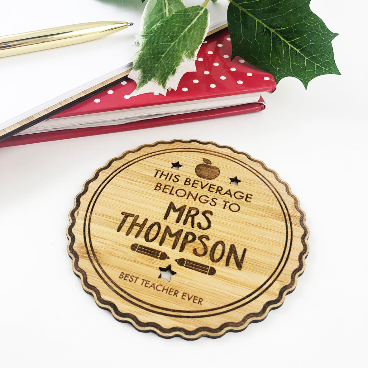 Personalised Bamboo Beverage Coaster