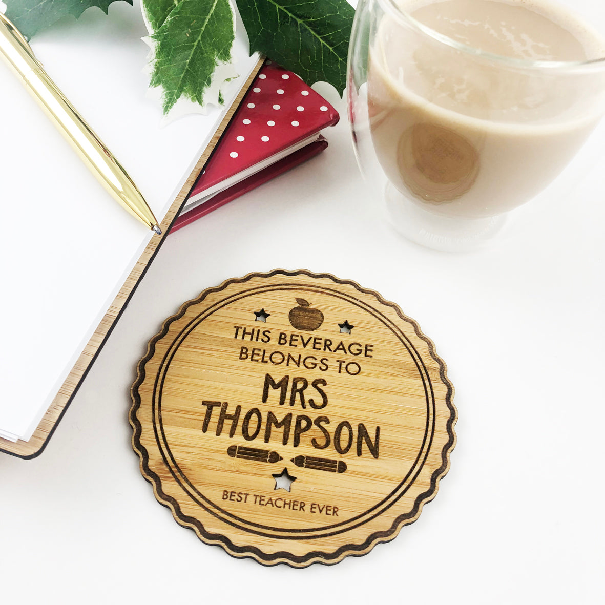 Personalised Bamboo Beverage Coaster