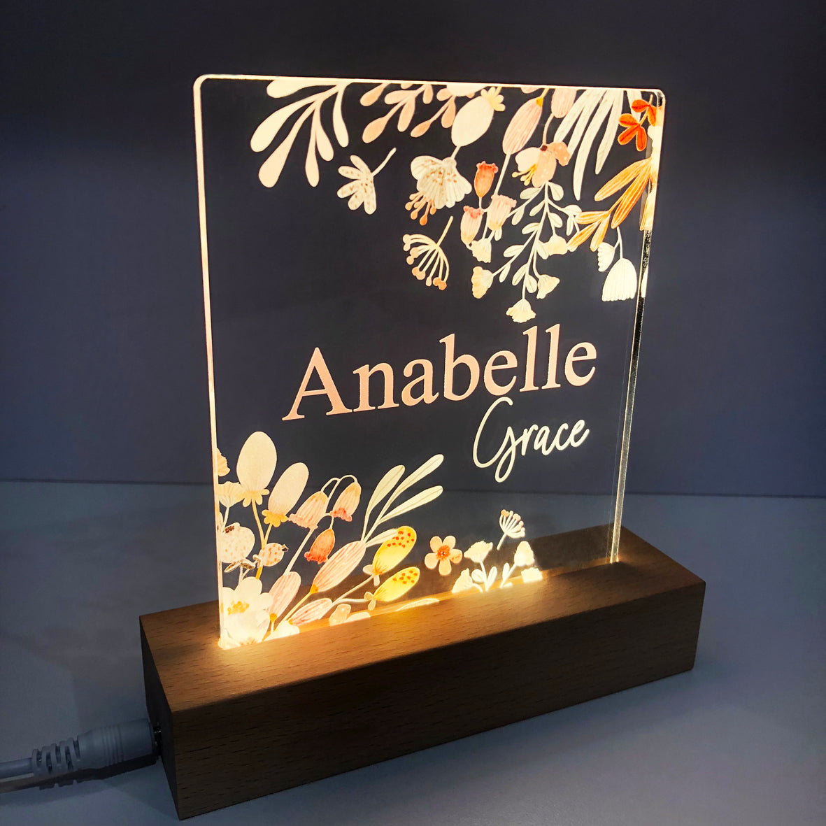 Tiny Flowers Spray Personalised Night Light