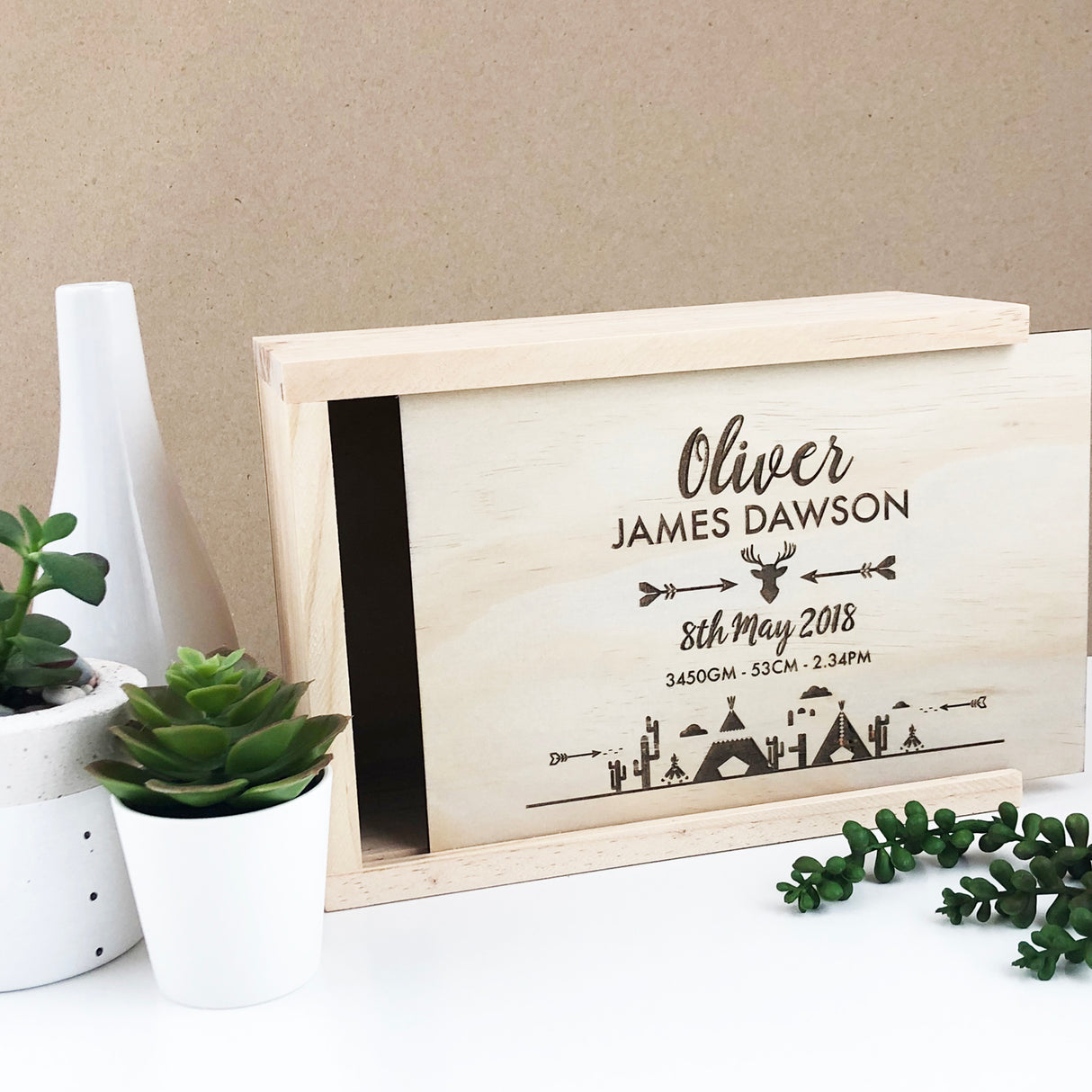 Tribal Birth Details Keepsake Box