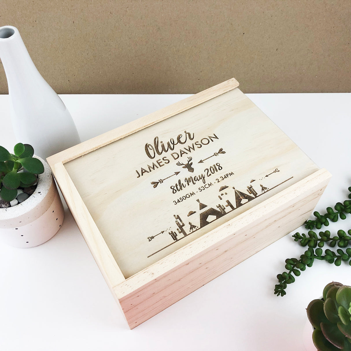 Tribal Birth Details Keepsake Box