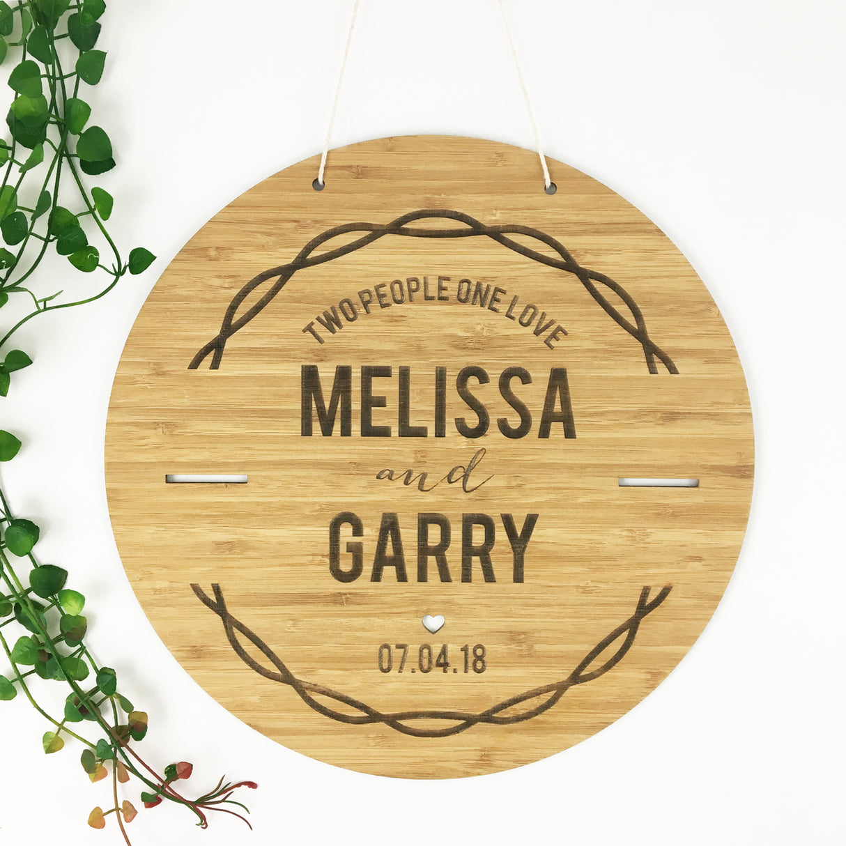 Two People One Love Personalised Wall Hanging