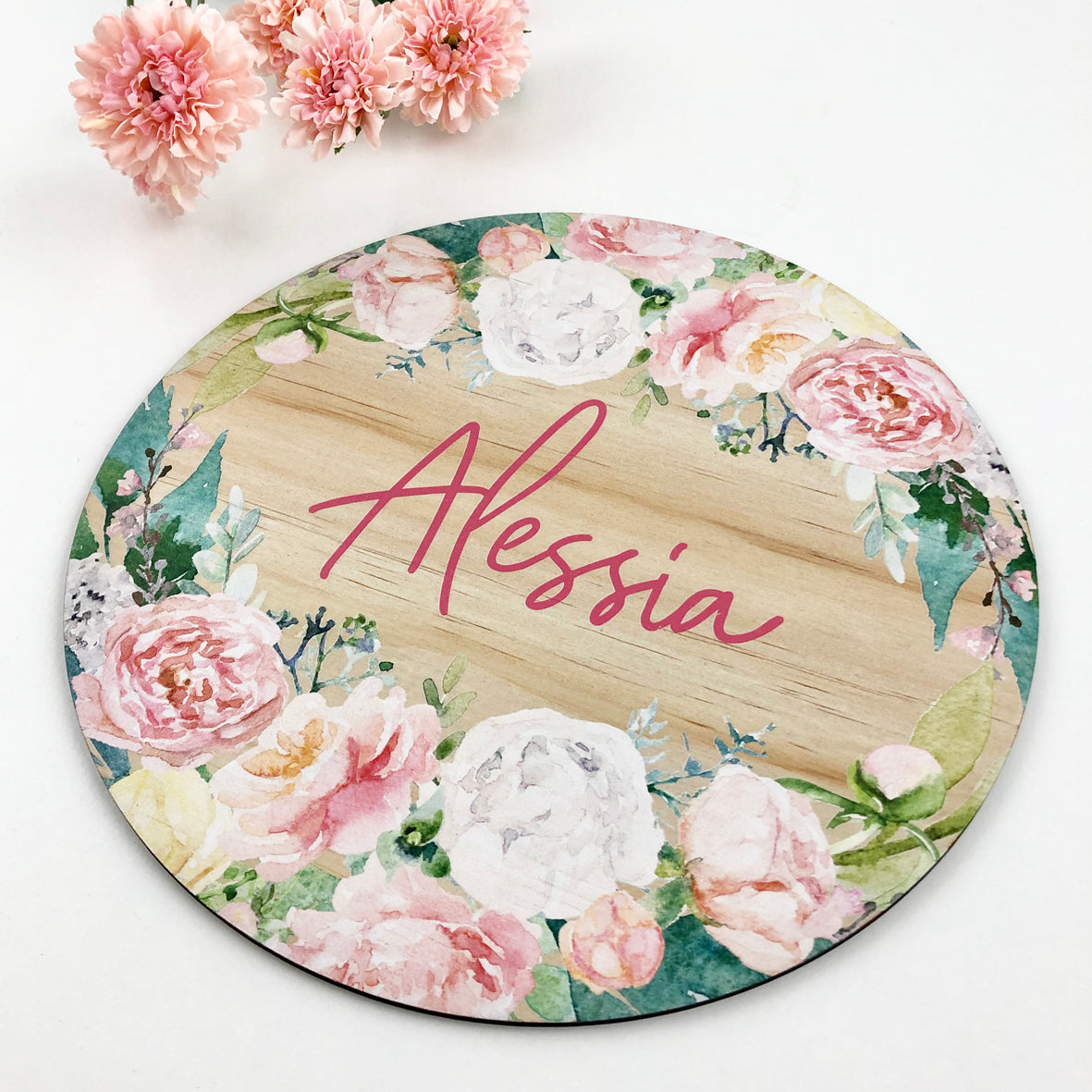 Watercolour Floral Name Plaque