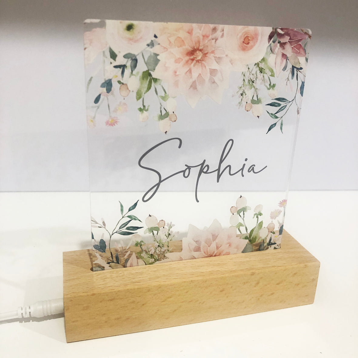 Vintage Flowers Personalised Night Light