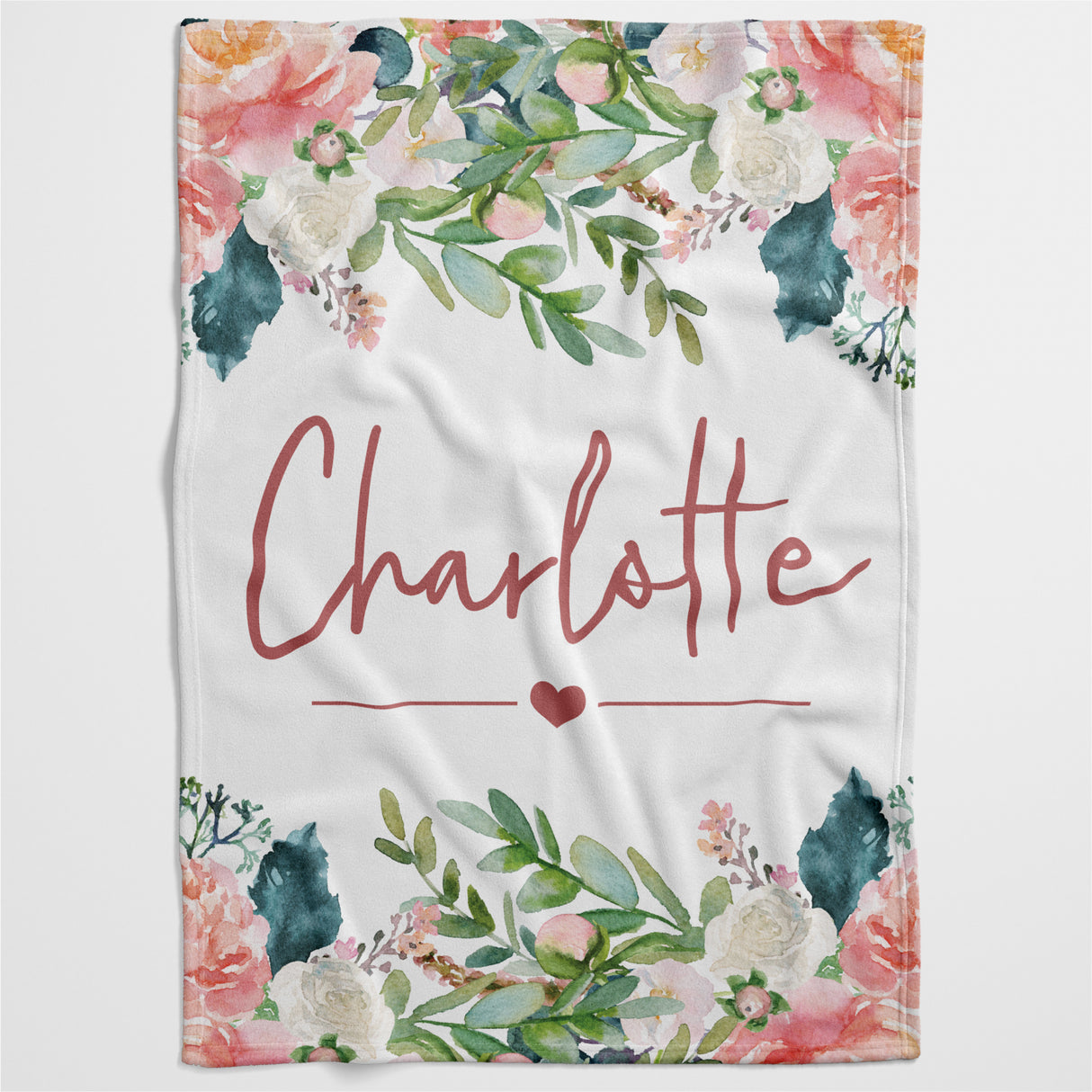 Watercolour Flowers Personalised Blanket