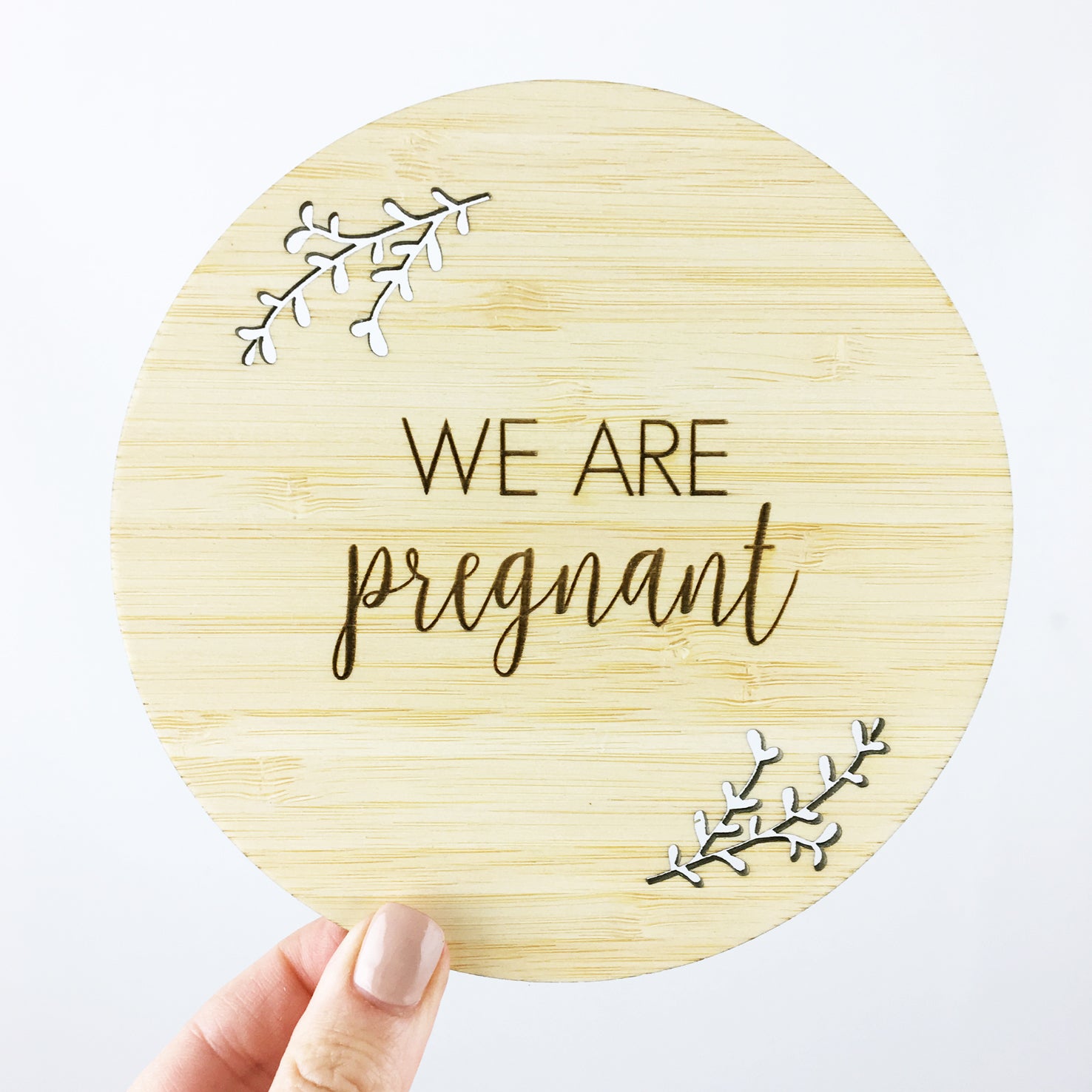 We Are Pregnant Announcement Bamboo Plaque