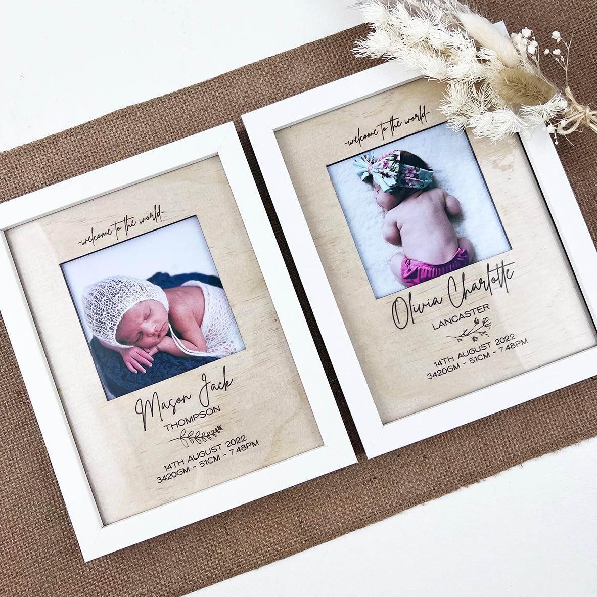 Personalised Flowers Birth Details Frame