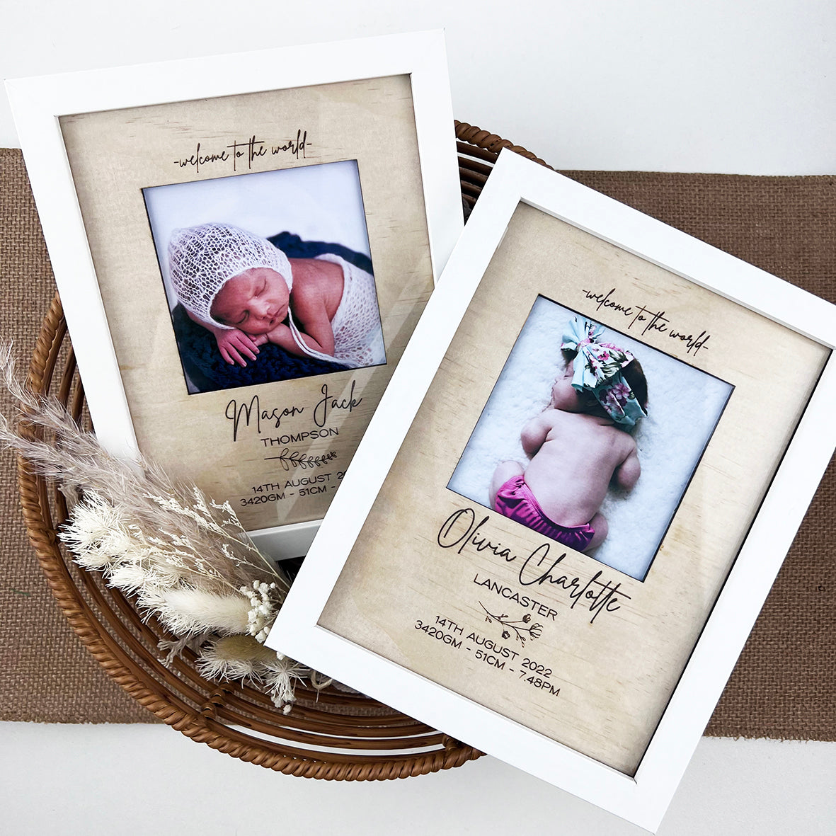 Personalised Flowers Birth Details Frame