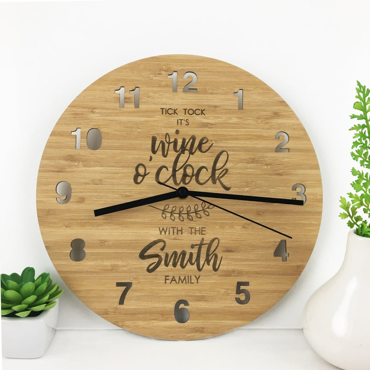 Wine O'Clock Bamboo Clock